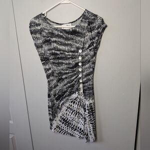 JOSEPH RIBKOFF Vintage Women Top Size 2 Made In Canada Asymetric Black And White